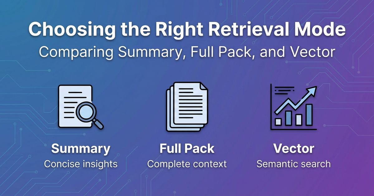 Summary vs Full Pack vs Vector: Choosing the Right Retrieval Mode